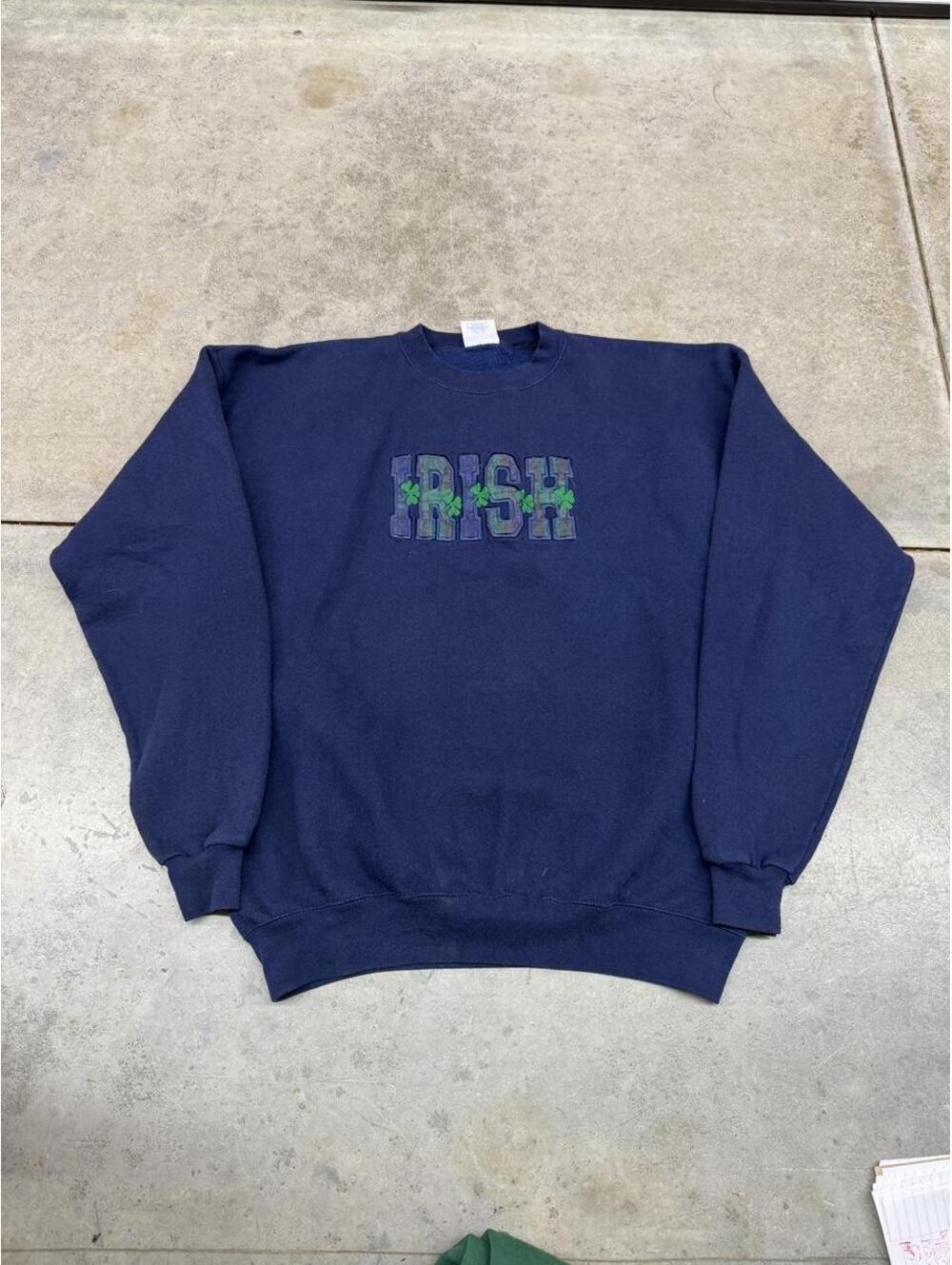 vintage irish made in usa navy spell out crewneck size xl